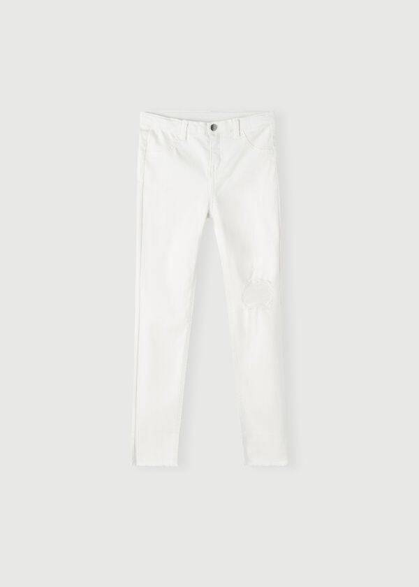 leggings ajustados elásticos y rotos de calzedonia blancos para niños