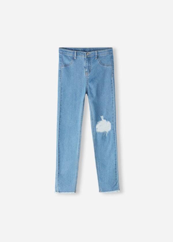 leggings ajustados elásticos y rotos de calzedonia en azul para niños