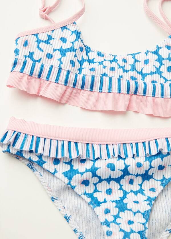 trajes de baño de dos piezas aurora con estampado floral azul de calzedonia para niños
