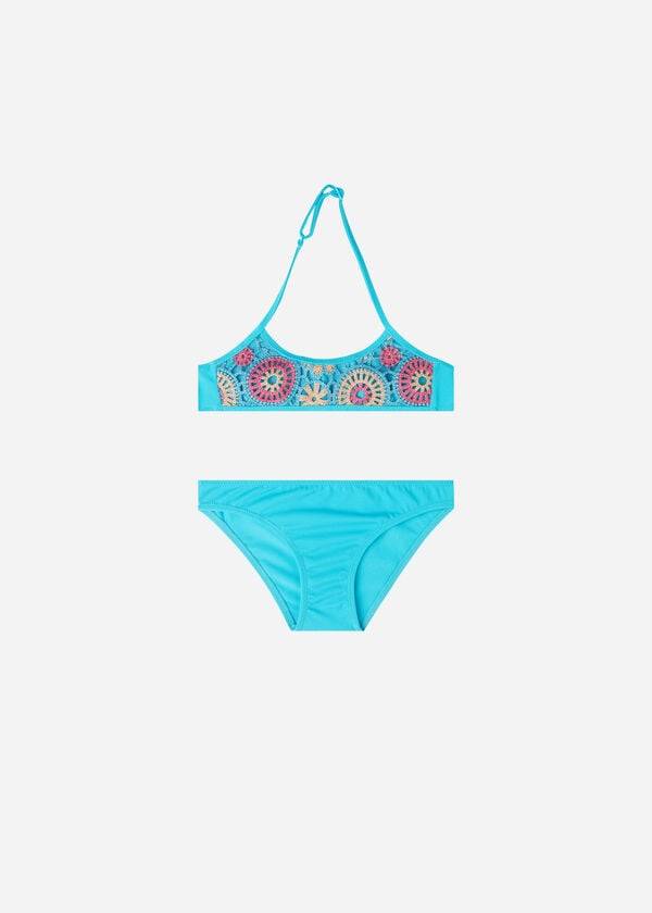 trajes de baño capri de dos piezas calzedonia para niños en turquesa