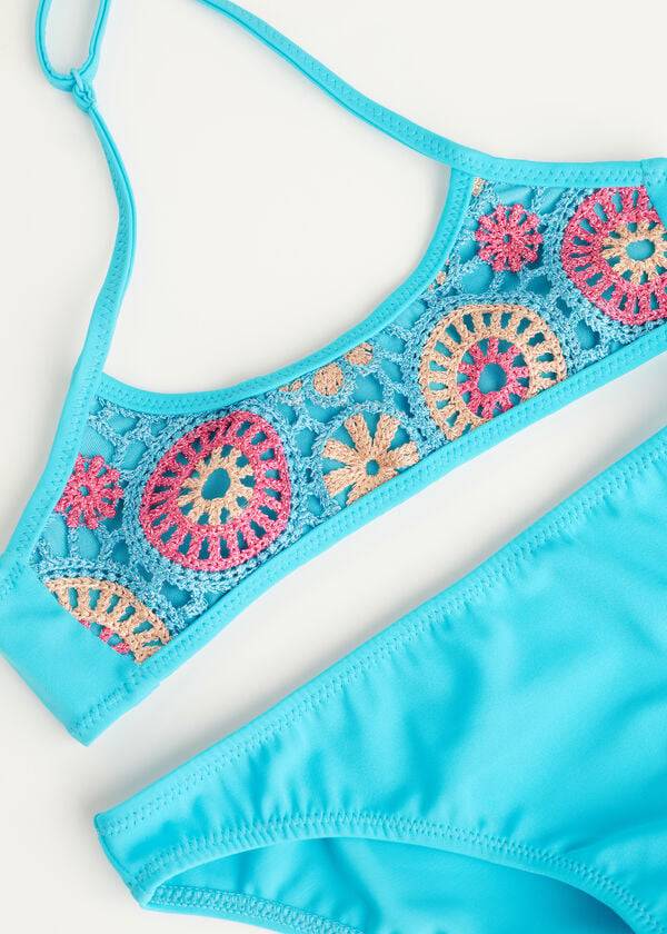 trajes de baño capri de dos piezas calzedonia para niños en turquesa