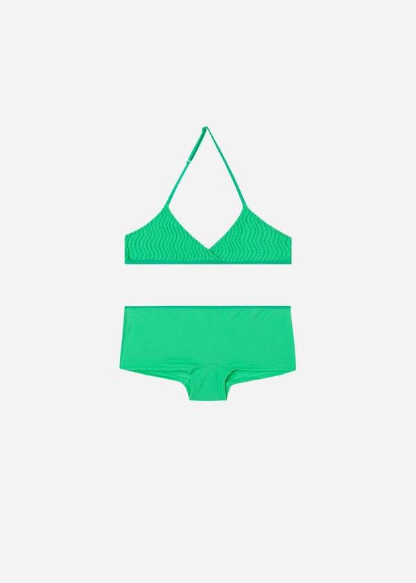 trajes de baño de dos piezas mykonos para niños de calzedonia en color verde