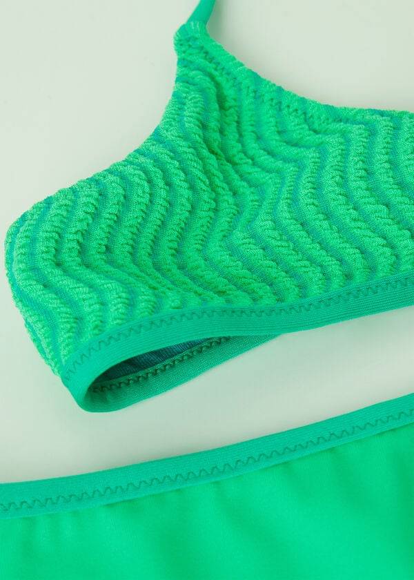 trajes de baño de dos piezas mykonos para niños de calzedonia en color verde