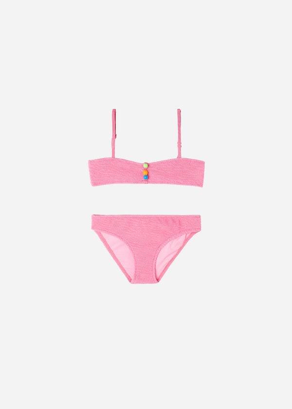 trajes de baño bandeau de dos piezas de calzedonia en color rosa para niños en san diego