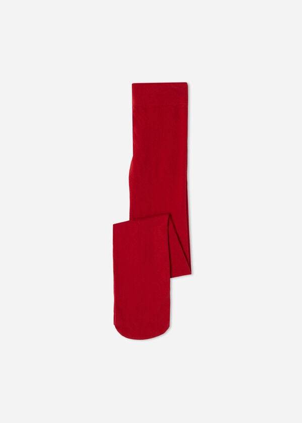 medias de algodón ecológico calzedonia para niños color rojo