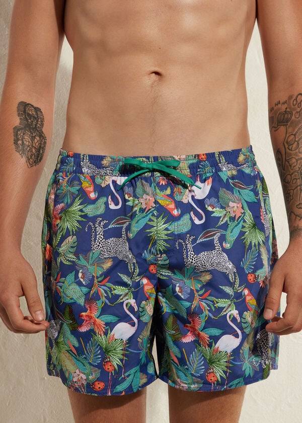 bañador calzedonia formentera para hombre color verde y azul