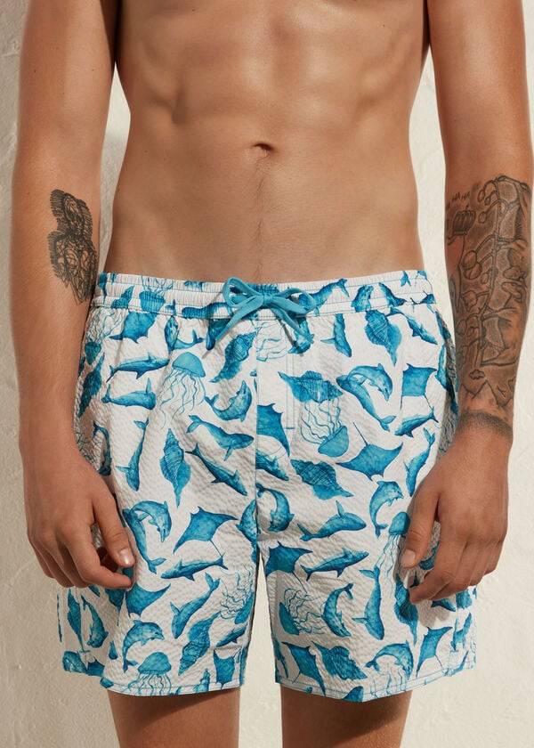 bañador calzedonia formentera para hombre color turquesablanco