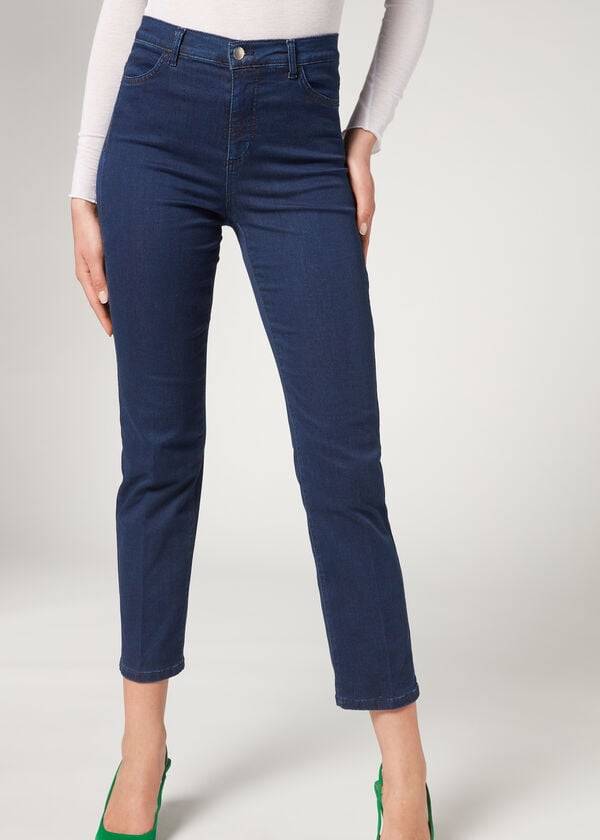 vaqueros calzedonia eco comfort para mujer color azul marino