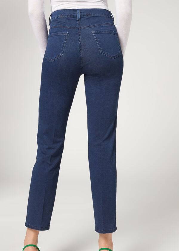 vaqueros calzedonia eco comfort para mujer color azul marino