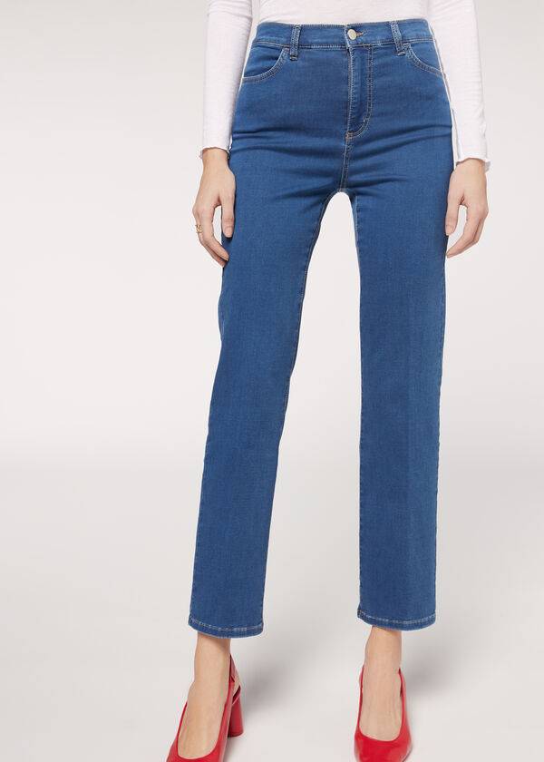 vaqueros azules calzedonia eco comfort para mujer