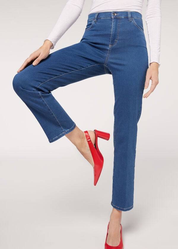 vaqueros azules calzedonia eco comfort para mujer