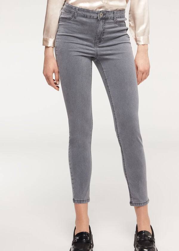 vaqueros de mezclilla con efecto push up ligeros calzedonia eco light para mujer color plateado
