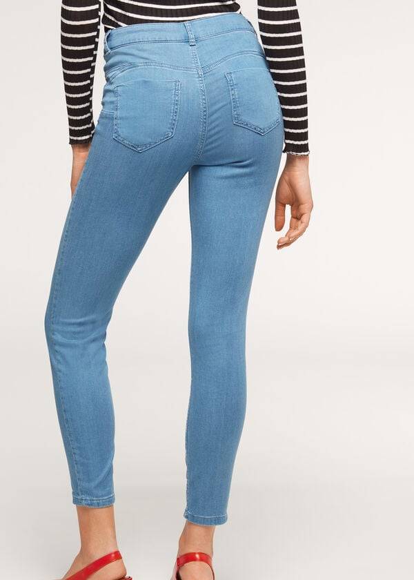 vaqueros de mezclilla con efecto push up eco light de calzedonia para mujer en azul