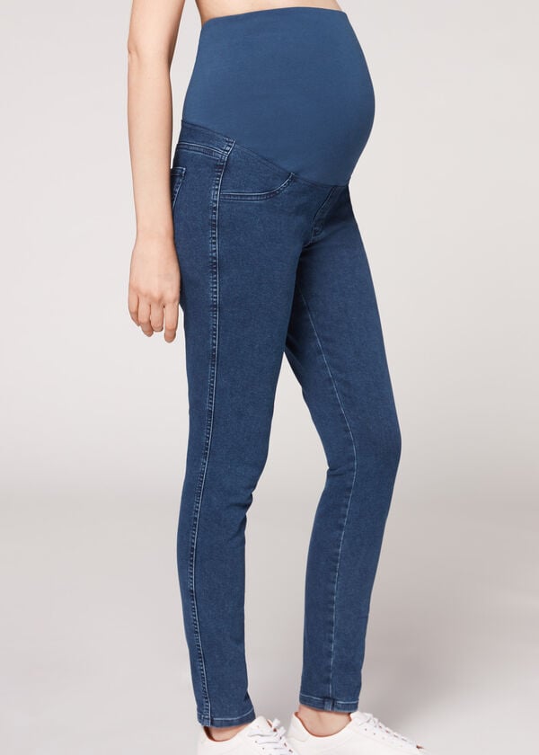 vaqueros premamá calzedonia para mujer color azul