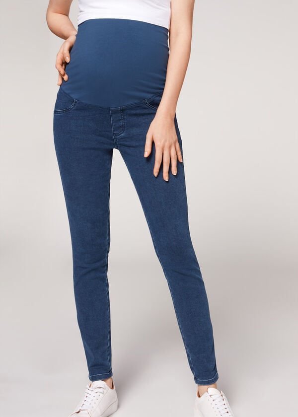 vaqueros premamá calzedonia para mujer color azul