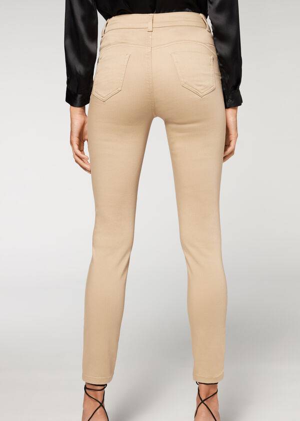 vaqueros push-up y tacto suave calzedonia para mujer beige