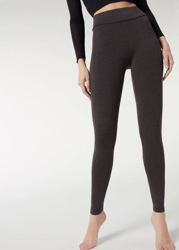 leggings de algodón calzedonia para mujer color gris