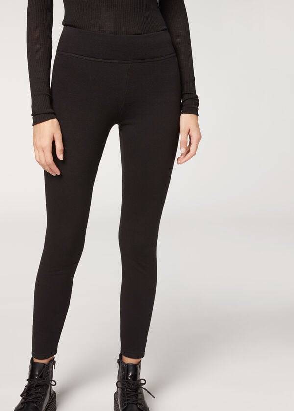 leggings ultra térmicos de felpa negros de calzedonia para mujer