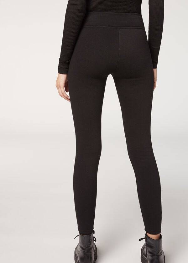 leggings ultra térmicos de felpa negros de calzedonia para mujer