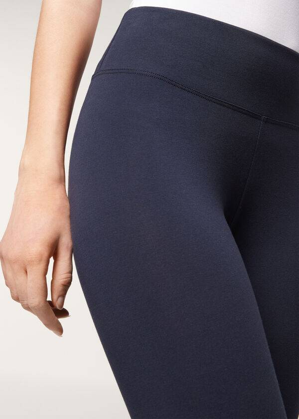 leggings de algodón supima de calzedonia azul para mujer