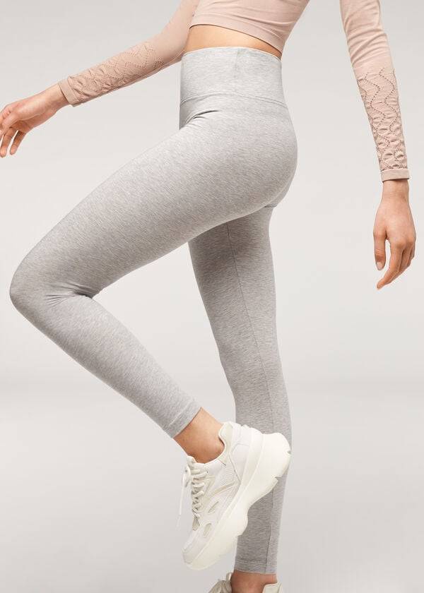 leggings de algodón supima de calzedonia para mujer color gris