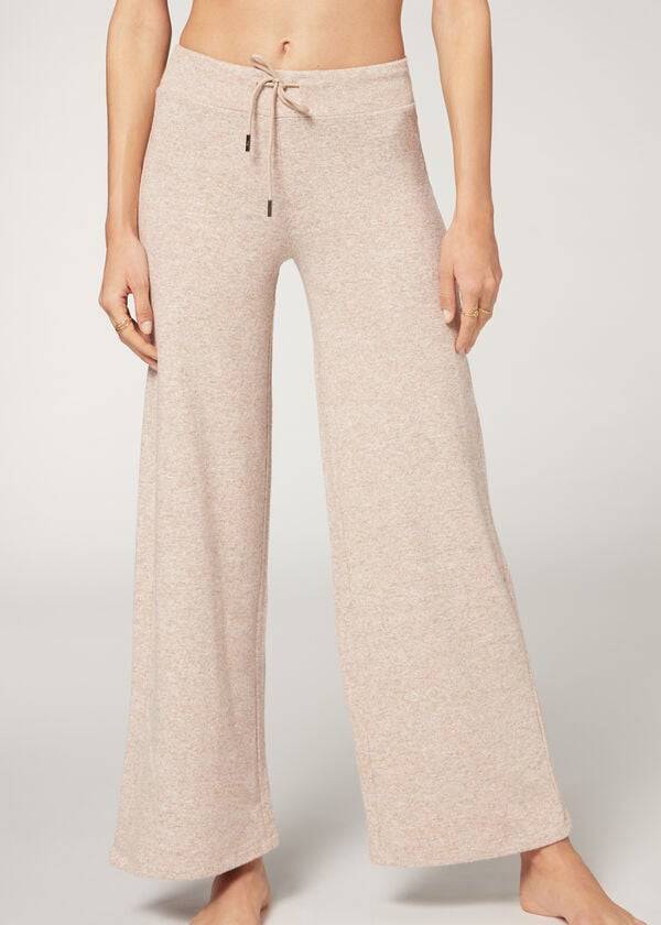 pantalones palazzo de cachemira calzedonia de mujer beige