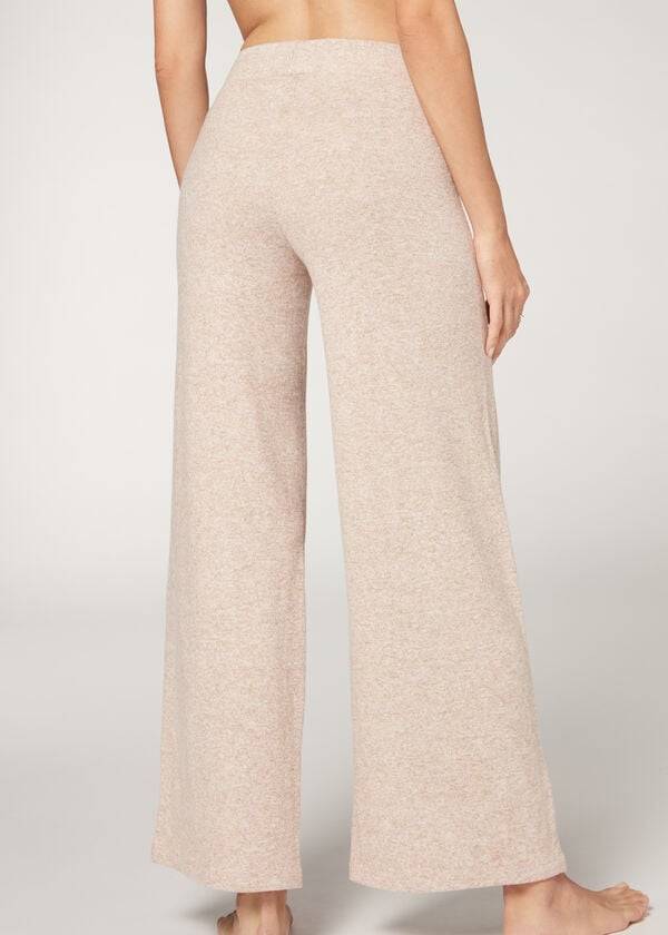 pantalones palazzo de cachemira calzedonia de mujer beige