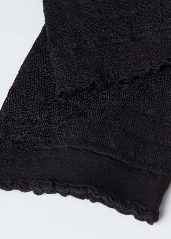calcetines cortos de malla negros con motivo de corazón de calzedonia para mujer
