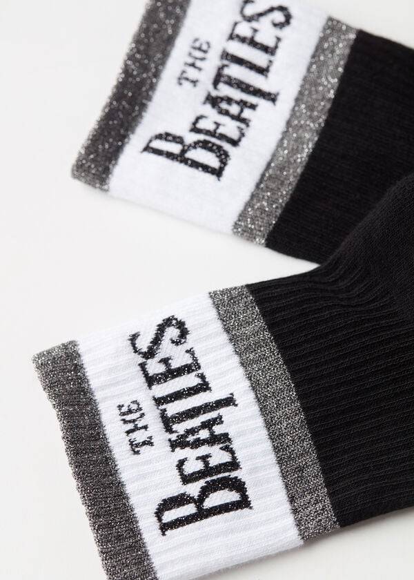 calcetines cortos negros con el logotipo de los beatles de calzedonia para mujer