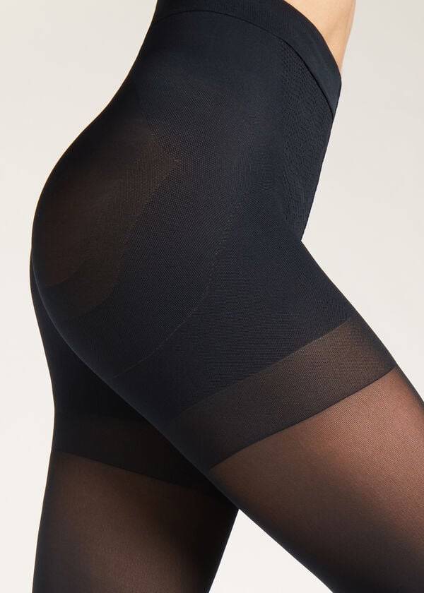 mallas opacas calzedonia 50 denier total shaper para mujer color azul