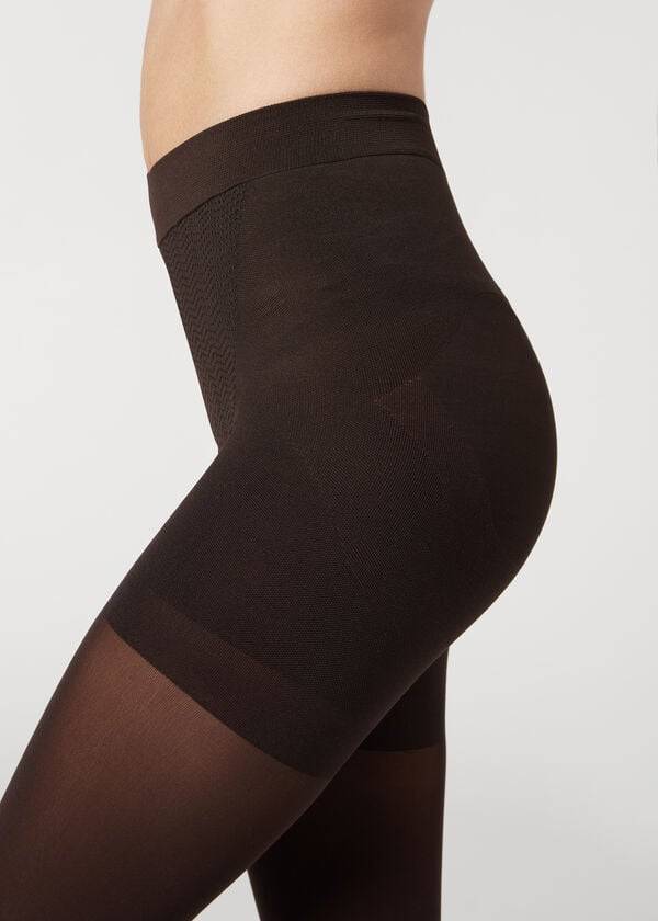 medias opacas calzedonia 50 denier total shaper para mujer color café