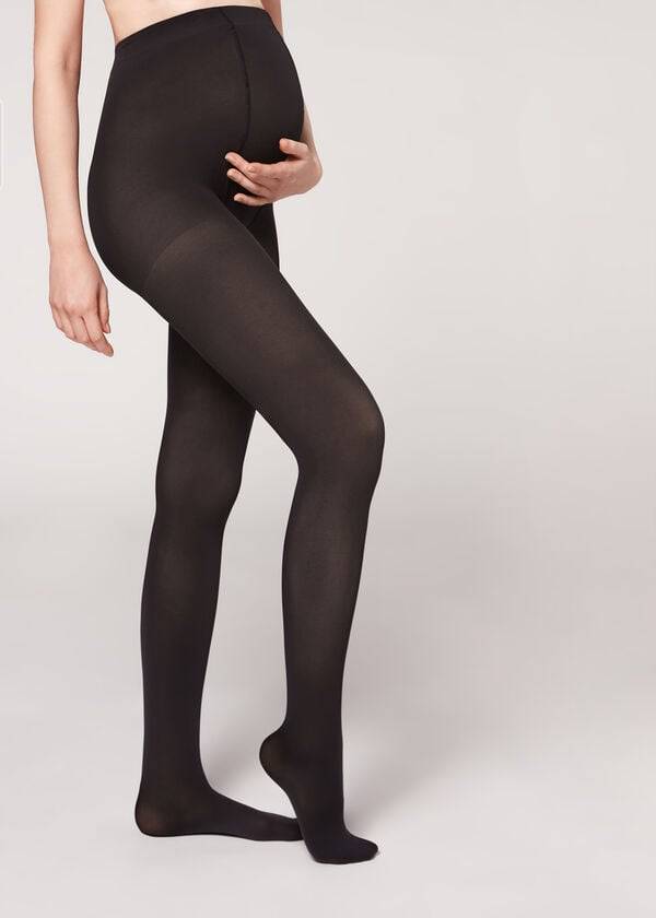medias opacas premamá calzedonia negras de 60 deniers para mujer
