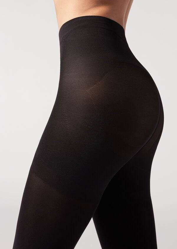 mallas moldeadoras totales superopacas de 80 deniers de calzedonia para mujer color negro