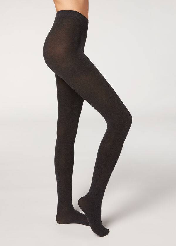 medias opacas de algodón ecológico de 150 deniers para mujer de calzedonia en gris