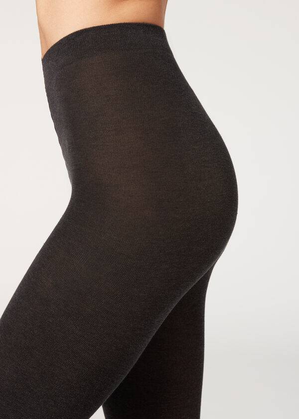 medias opacas de algodón ecológico de 150 deniers para mujer de calzedonia en gris