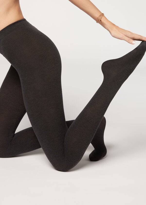 medias opacas de algodón ecológico de 150 deniers para mujer de calzedonia en gris