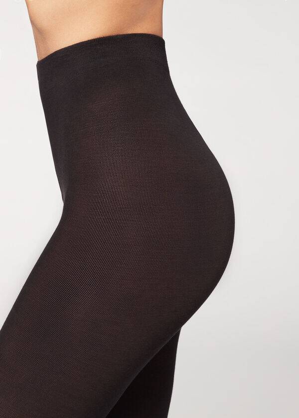 medias opacas calzedonia de algodón ecológico de 150 deniers para mujer color negro
