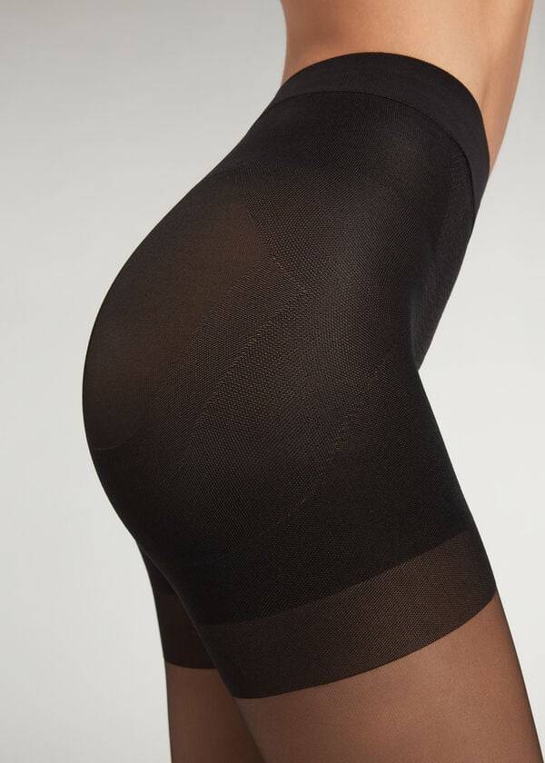 medias transparentes calzedonia 15 deniers total shaper para mujer color negro