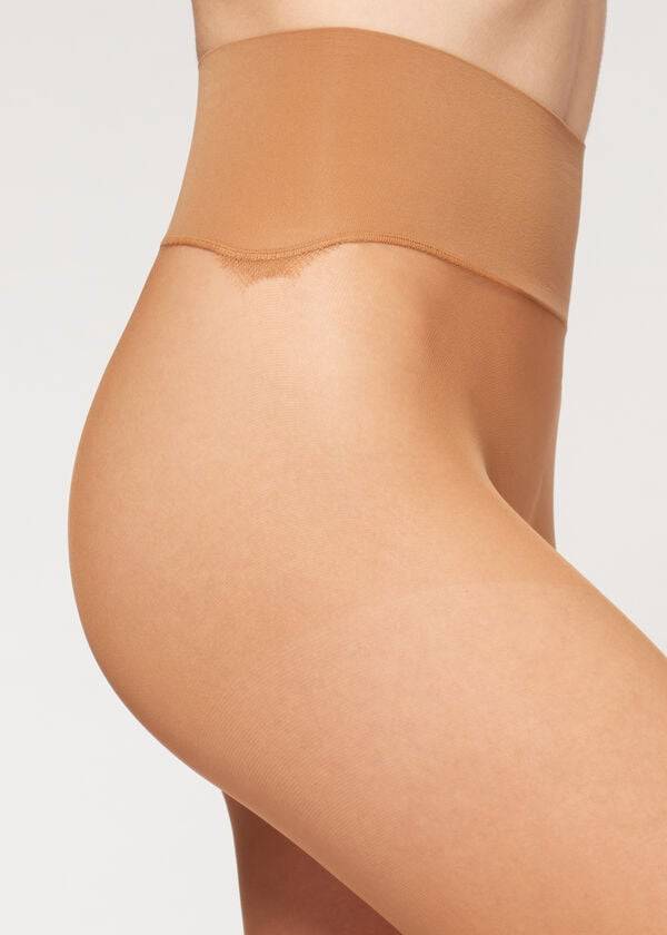 medias invisibles transparentes esenciales de 20 deniers de calzedonia para mujer en color caqui