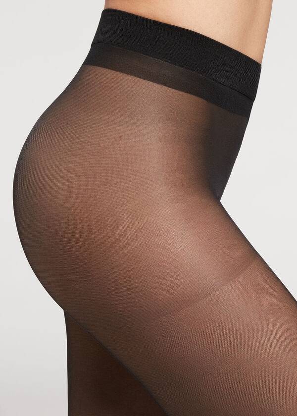 mallas negras calzedonia 30 deniers transparentes con control para mujer