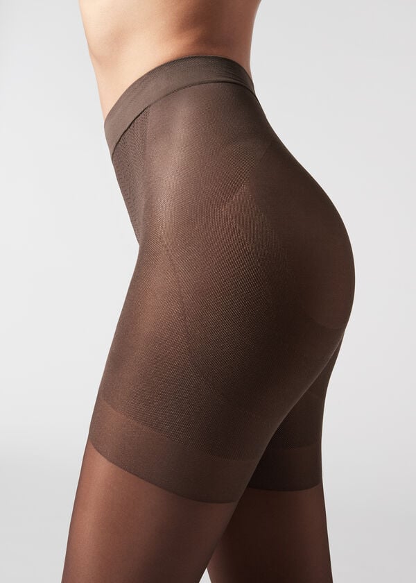 calzedonia 30 denier total shaper sheer tight para mujer color café