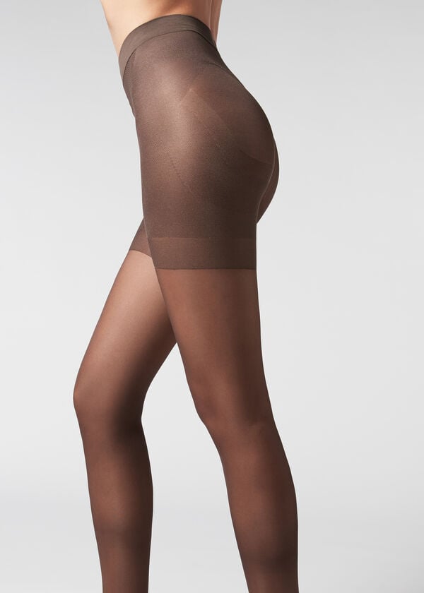 calzedonia 30 denier total shaper sheer tight para mujer color café