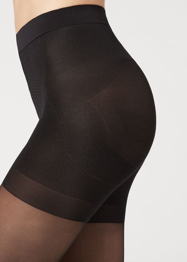 medias transparentes calzedonia 30 deniers total shaper para mujer color negro