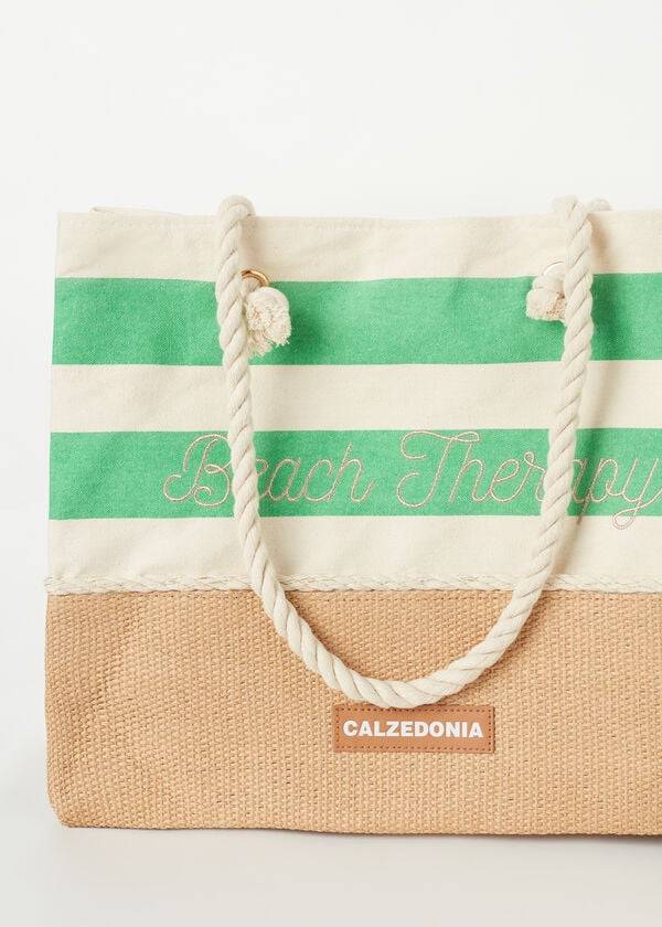 accesorios para bolso de playa de rayas verdes de calzedonia para mujer