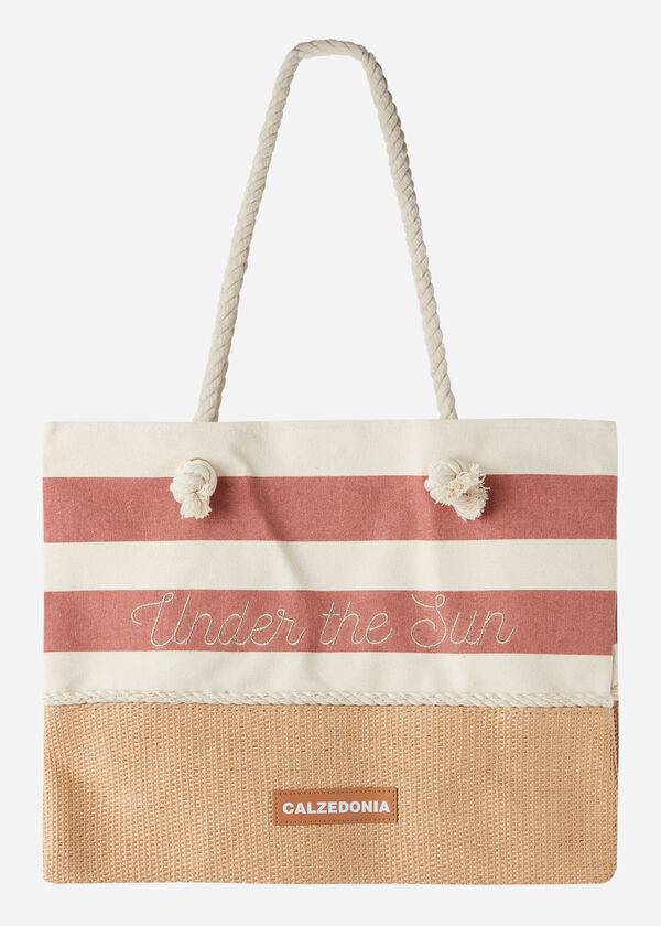 bolso de playa marrón a rayas de calzedonia accesorios para mujer