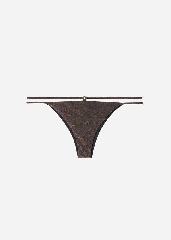 braguita de bikini brasileña hollywood con tiras laterales de calzedonia para mujer color negro