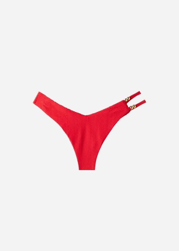 braguita de bikini brasileña casablanca de corte alto con diseño de chevrón de calzedonia para mujer color rojo