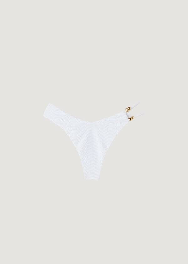 braguita de bikini brasileña de corte alto con diseño de chevrón de calzedonia para mujer color blanco