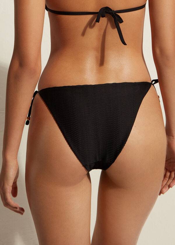 braguita de bikini calzedonia chevron string casablanca para mujer color negro