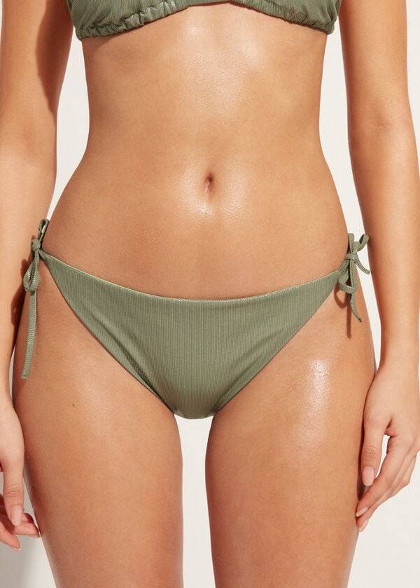 braguita de bikini para mujer calzedonia con efecto revestido en color verde antigua